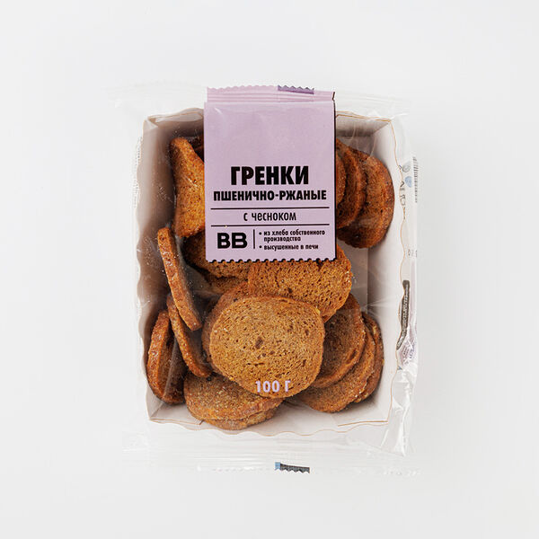 Гренки пшенично-ржаные с чесноком 100 г