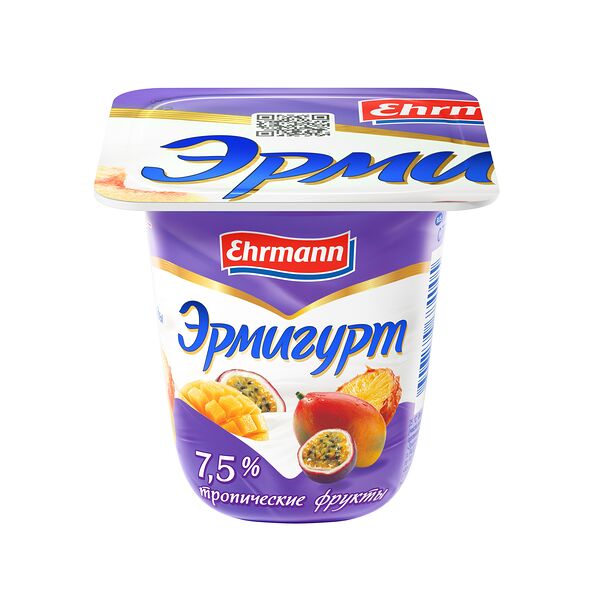 Продукт йогуртный Эрмигурт Cливочный с тропическими фруктами 7.5% 100 г