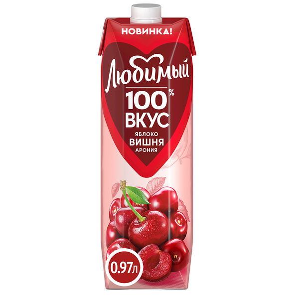 Нектар Любимый яблоко, вишня, черноплодная рябина арония 970 мл