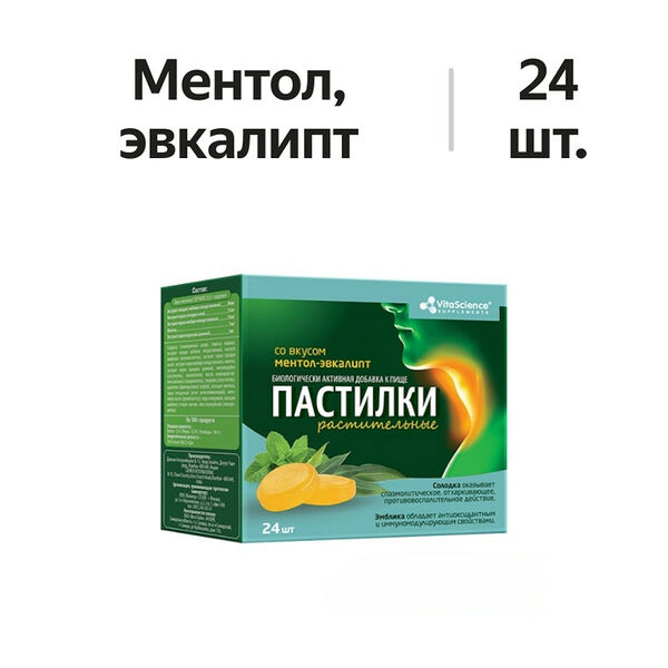 Dr. Pill Горпилс пастилки растительные ментол-эвкалипт 24 шт