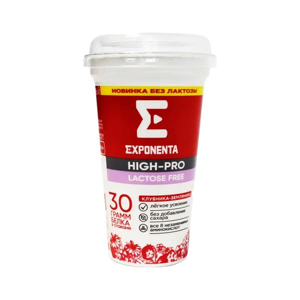 Напиток кисломолочный EXPONENTA HIGH-PRO со вкусом «клубника-земляника»