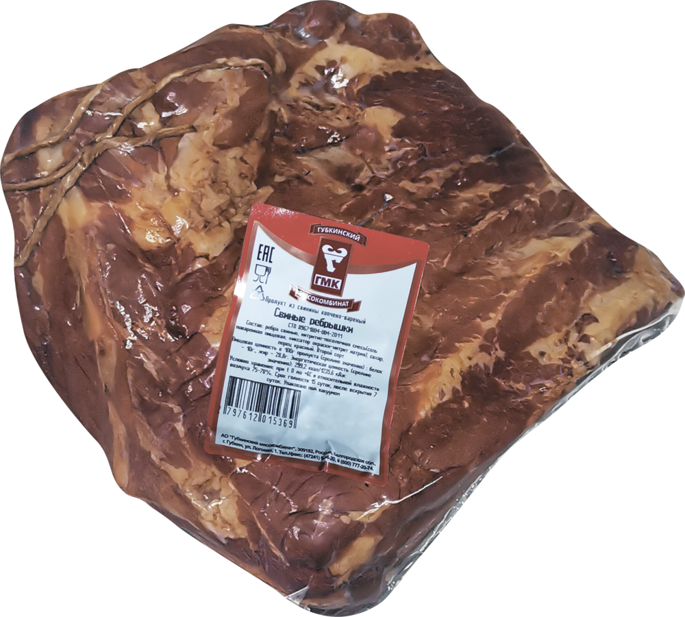 

Ребрышки свиные Губкинский мясокомбинат варено-копченые вес