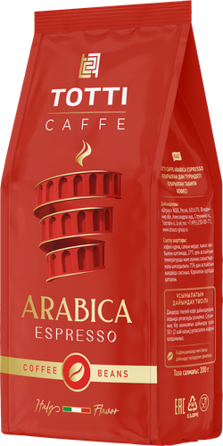 

Кофе зерновой Totti Caffe Arabica Espresso м/у 200 г