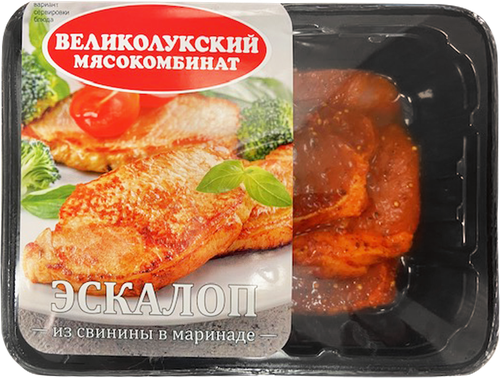 

Эскалоп Великолукский Мясокомбинат из свинины в маринаде охлажденный вес