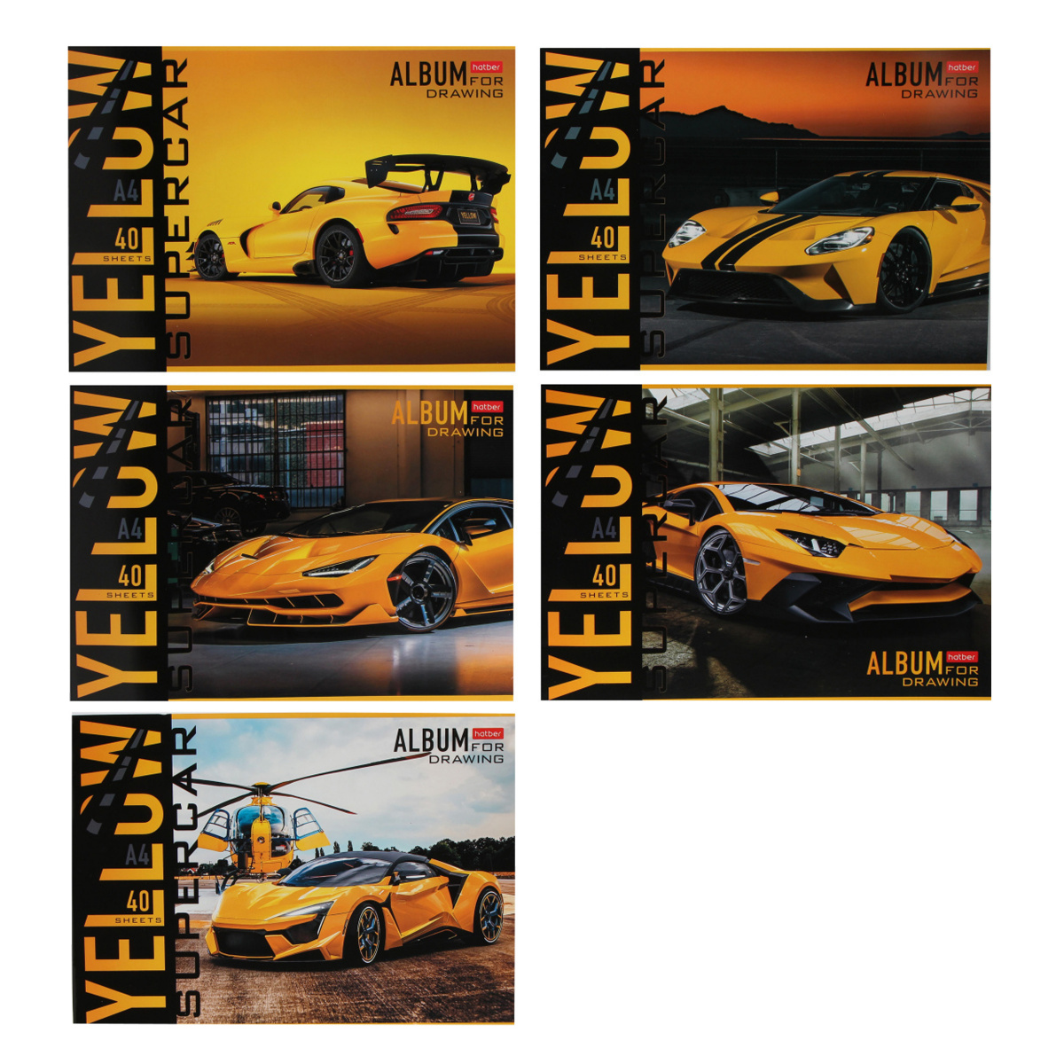 

Альбом для рисования Hatber 40л А4ф на скобе YELLOWsupercar, в ассортименте