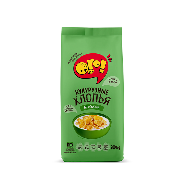 Кукурузные хлопья Ого! без сахара 200 г
