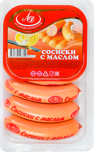 

Сосиски Луганские деликатесы С маслом 325 г