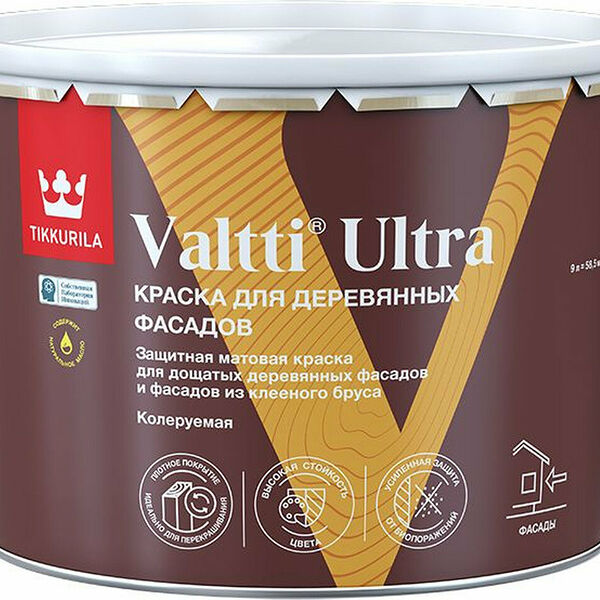 Краска для деревянных фасадов Tikkurila/Tikkivala VALTTI ULTRA C мат 9л