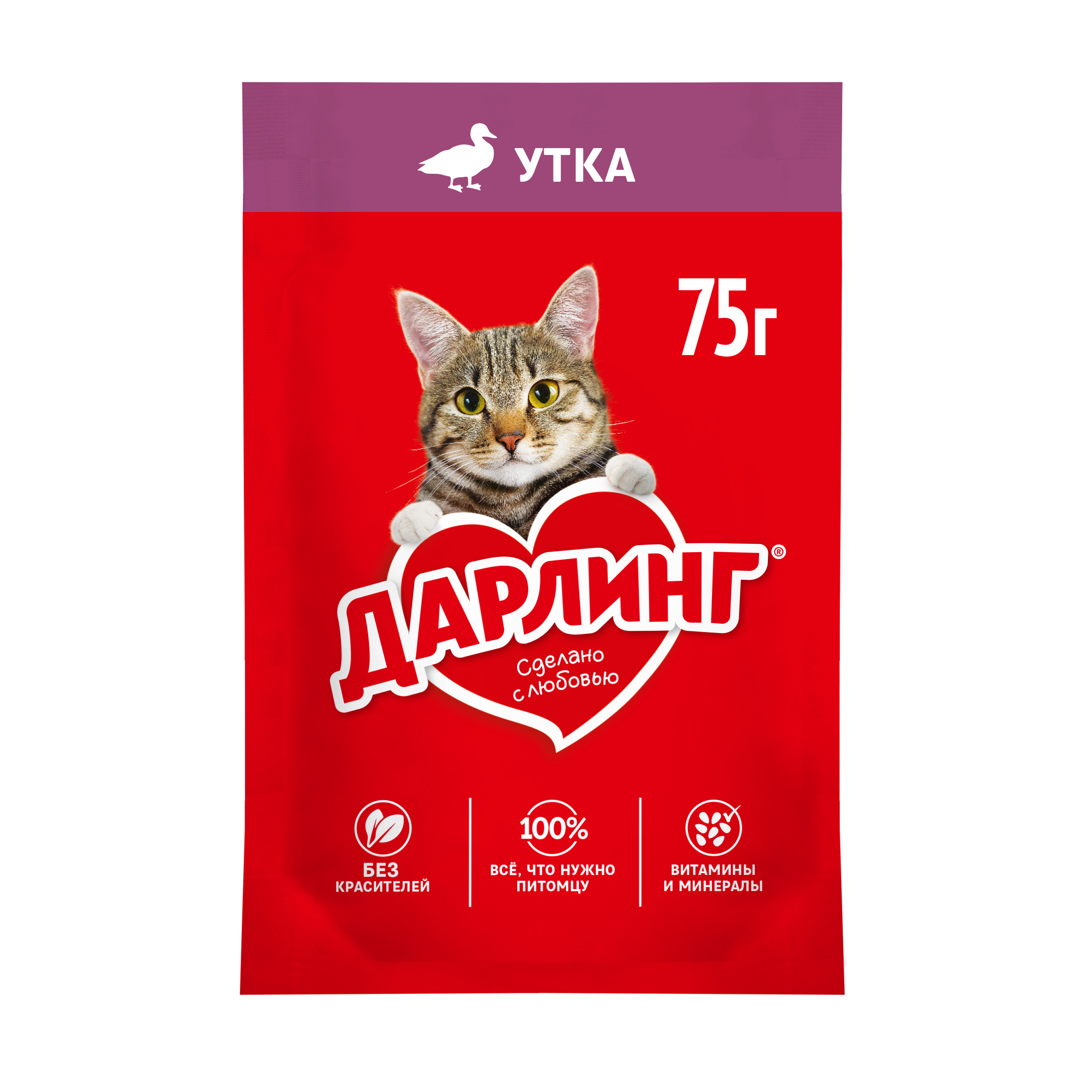 

Влажный корм Дарлинг для взрослых кошек с уткой в подливе 75 г