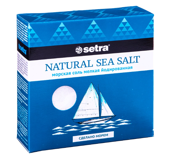 Соль Setra морская йодированная мелкая 500 г