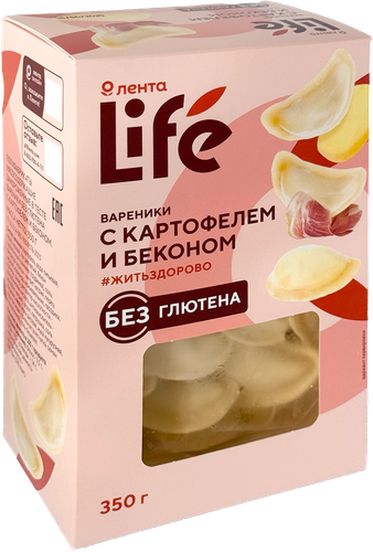 

Вареники Лента Life с картофелем и беконом без глютена 350 г