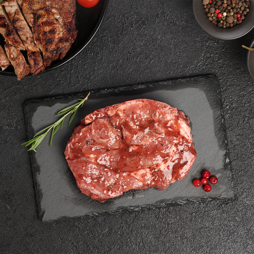 

Стейк ЛЕНТА FRESH из свиной шеи в клюквенно-брусничный маринаде полуфабрикат охлажденный вес