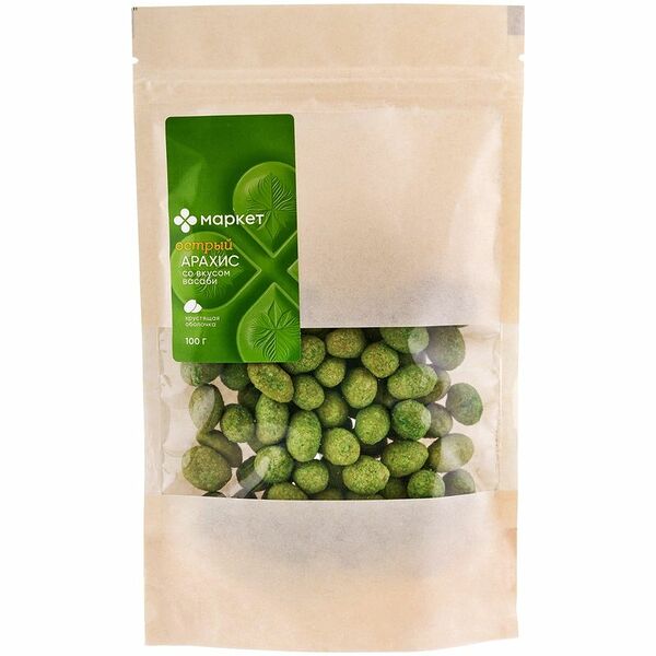 Ядра арахиса Маркет Перекрёсток обжаренные в хрустящей оболочке васаби 100 г