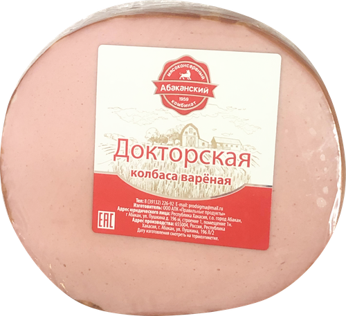 

Колбаса вареная Абаканский МКК Докторская ГОСТ синюга в/у вес