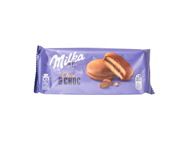 

Печенье бисквитное Milka Choc Choc с какао-начинкой и кусочками молочного шоколада 150 г