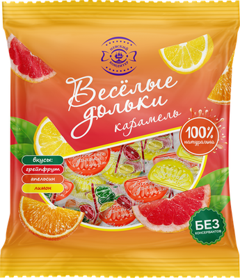 Карамель леденцовая Невский кондитер Веселые дольки микс со вкусом лимона, апельсина, грейпфрута 300 г