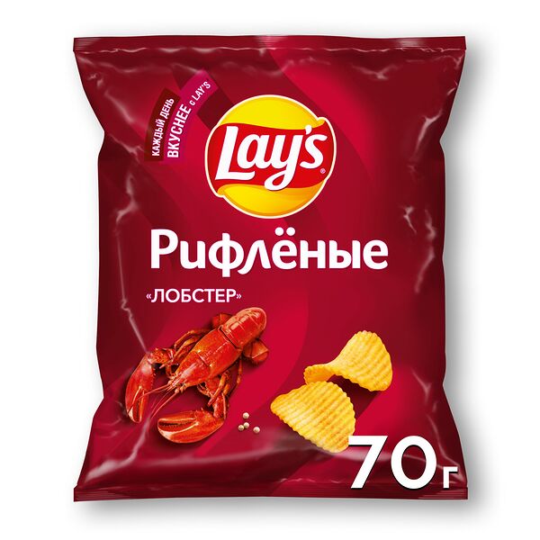 Картофельные чипсы Lay's Рифленые со вкусом Лобстера 70 г