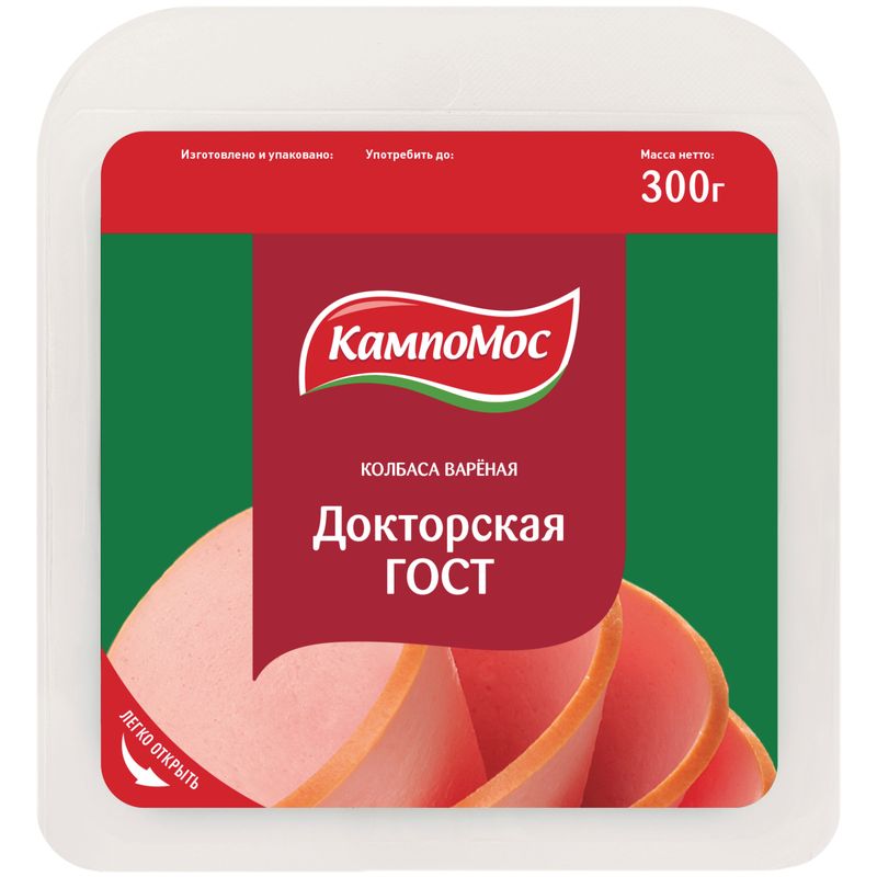 

Колбаса вареная КампоМос Докторская ГОСТ нарезка 300 г
