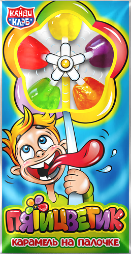 Карамель на палочке Канди Клаб Пятицветик 12 г