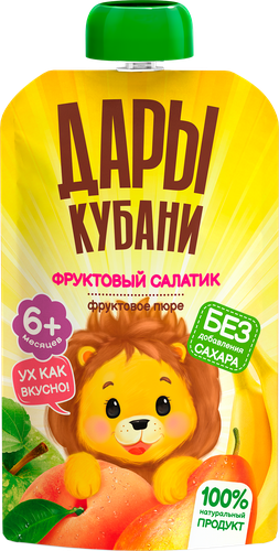 

Пюре фруктовое Фруктовый салатик с 6 месяцев ТМ Дары Кубани 90 г
