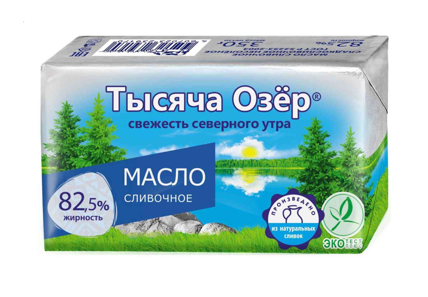 

Масло сладкосливочное Тысяча озёр несоленое 82.5% 350 г