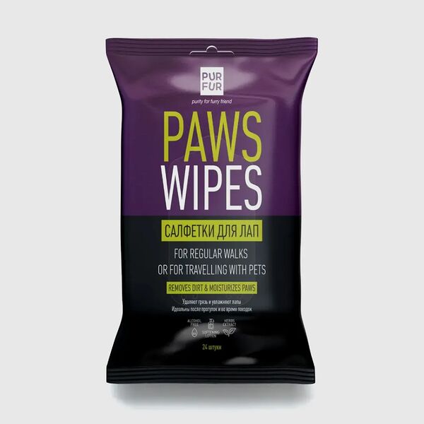 Влажные салфетки для ухода за лапами Pur fur, 24 шт