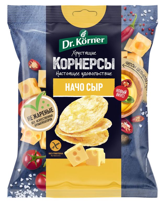 

Чипсы Dr.Körner кукурузно-рисовые с сыром начо 50 г