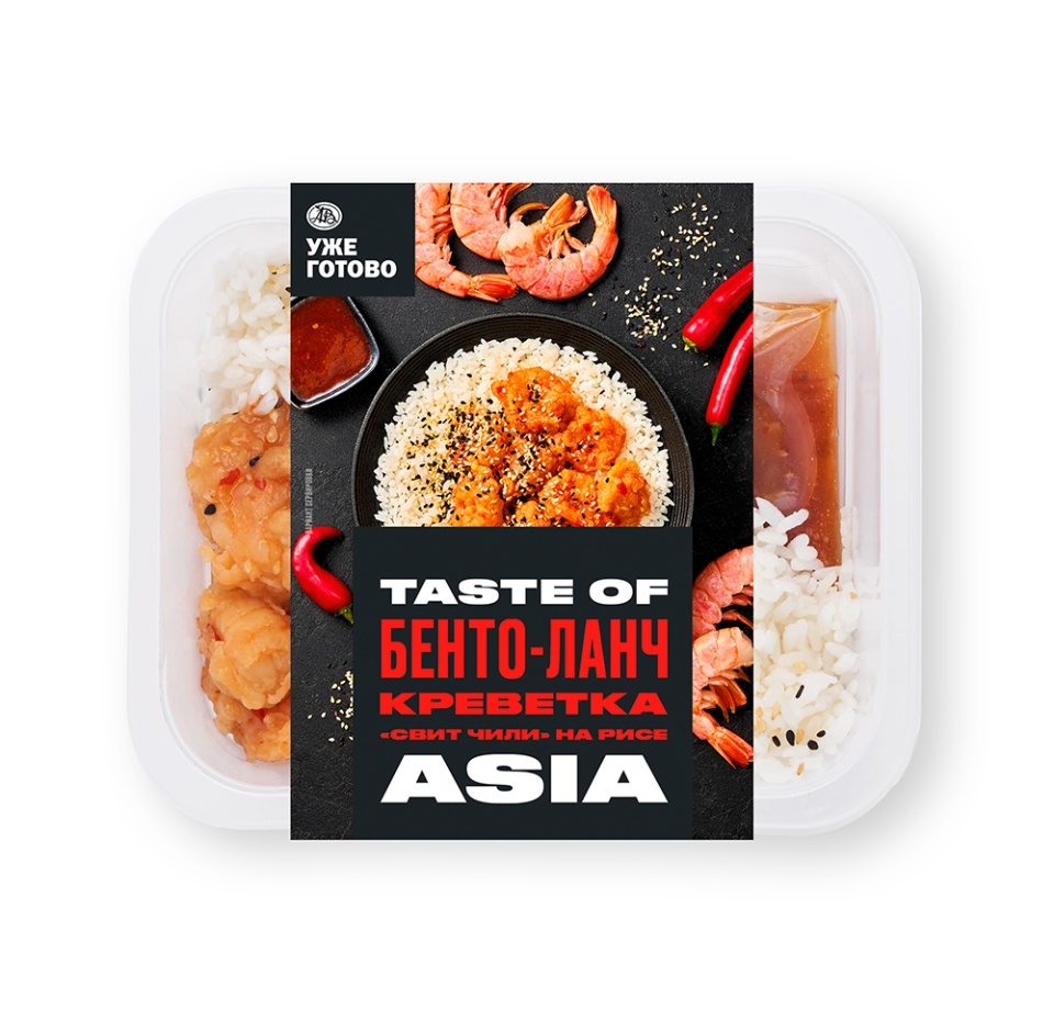 

Бенто-ланч Уже Готово Taste Of с рисом и креветкой белоногой свит чили 250 г