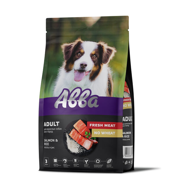 Сухой корм Aвва Fresh Meat для взрослых собак всех пород, с лососем и рисом 3 кг