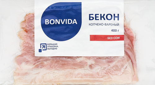 Бекон копчено-вареный Bonvida Отборный, нарезка, 400г