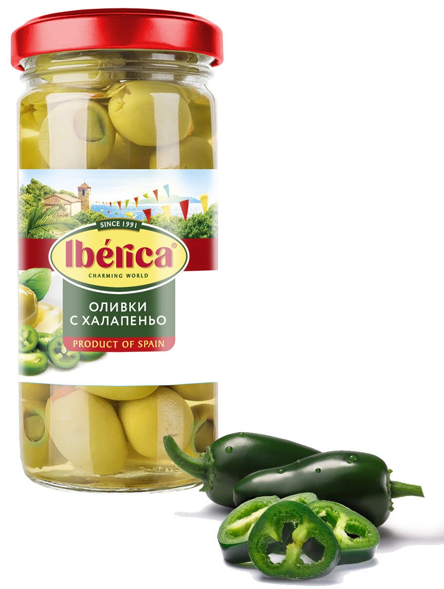 

Оливки Iberica с халапеньо 235 г