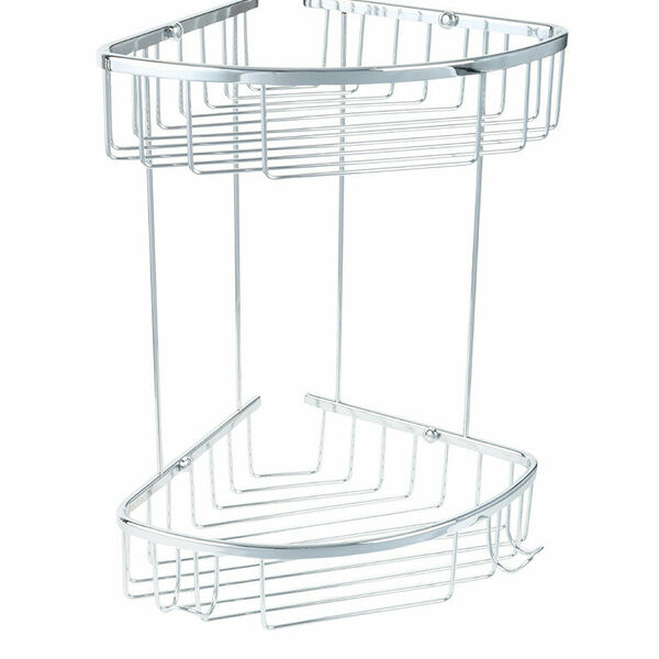 Полка Fixsen Hotel, угловая, 2-уровневая, хромированная, сталь, настенная, 29x37x22 см