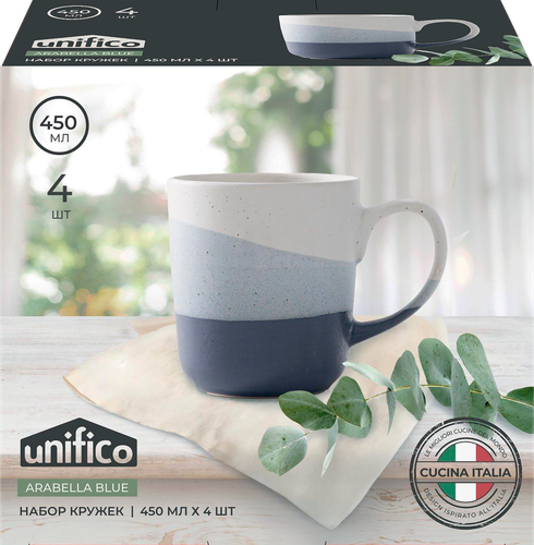 

Набор кружек Unifico Arabella blue керамика 4 шт 450 мл