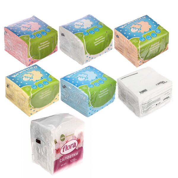 Салфетки бумажные однослойные 100 шт цвет в ассортименте