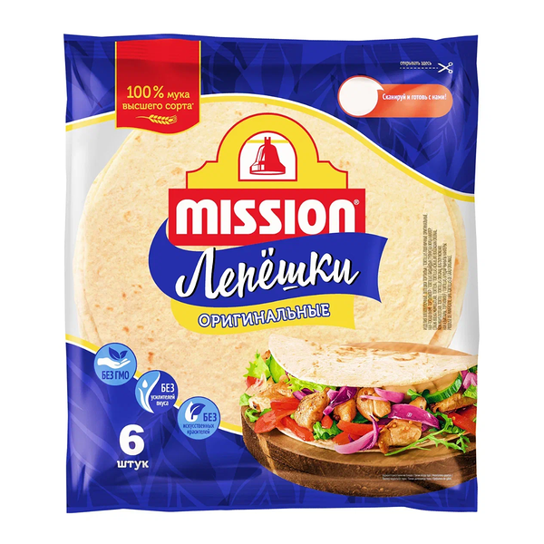 Лепешки Mission Тортильи пшеничные оригинальные 6 шт 250 г