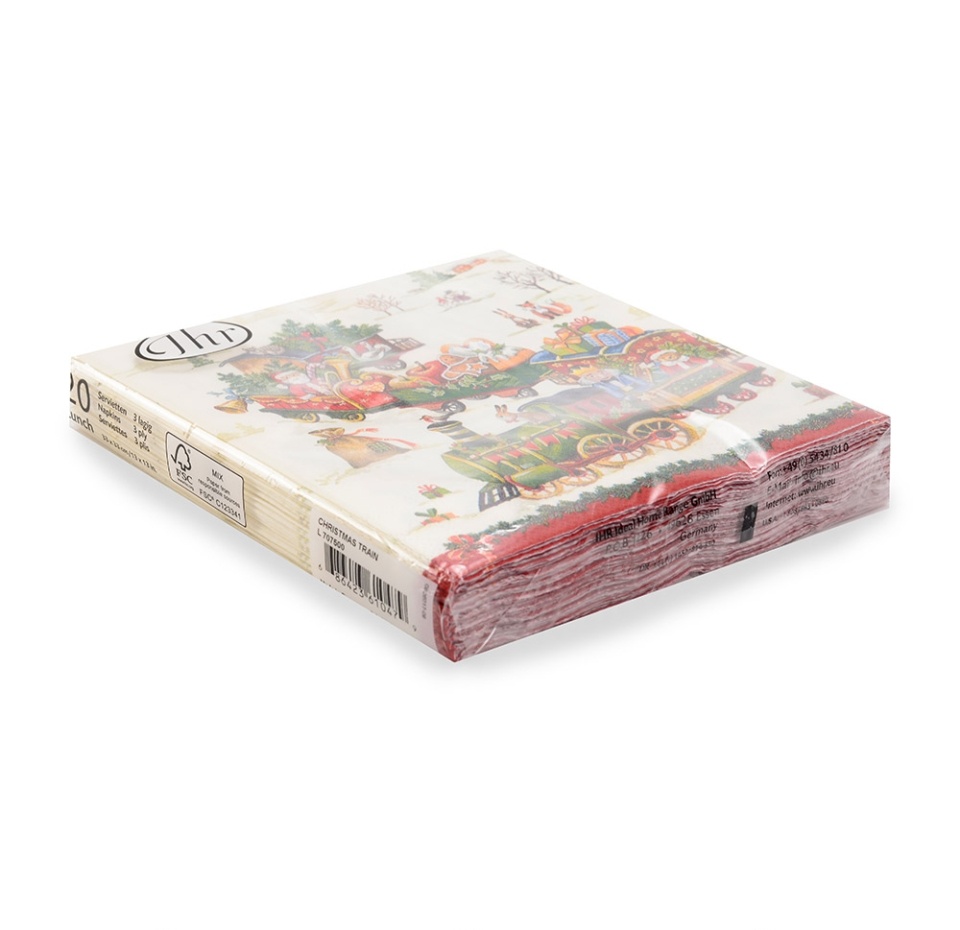 

Салфетки IHR Рождественский поезд 33 х 33 см красно-золотые 20 шт.