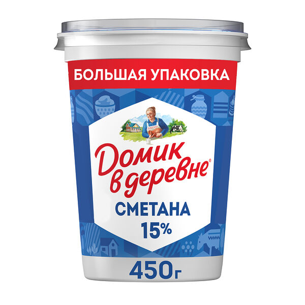 Сметана Домик в деревне 15% 450 г