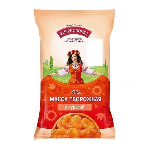Творожная масса Кореновочка с курагой 4% 180 г