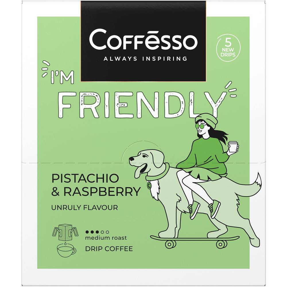 

Кофе молотый Coffesso Friendly с ароматом фисташки и малины 5 шт. по 10 г