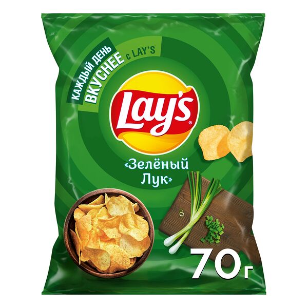 Картофельные чипсы Lay's со вкусом Зеленого Лука 70 г