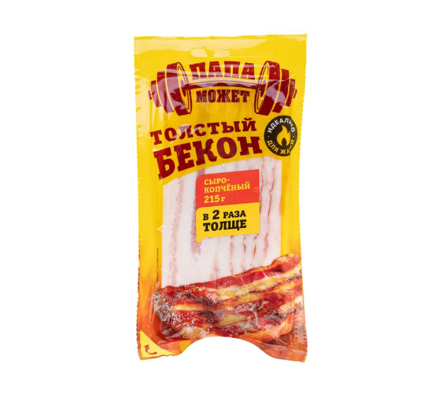 

Бекон Папа может Толстый сырокопченый нарезка 215 г