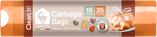 

Пакеты для мусора Lomberta с затяжкой 35 л 15 шт.