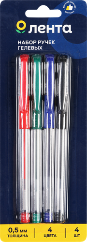 

Набор гелевых ручек ЛЕНТА 4 цвета, с мягкой манжетой, 4 шт