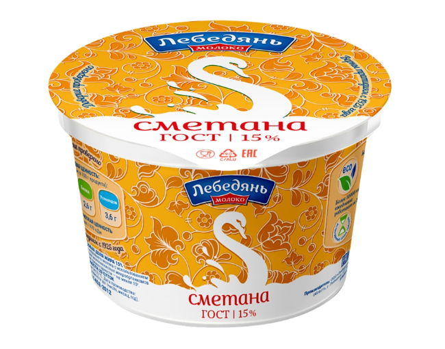 

Сметана Лебедяньмолоко 15% 170 г