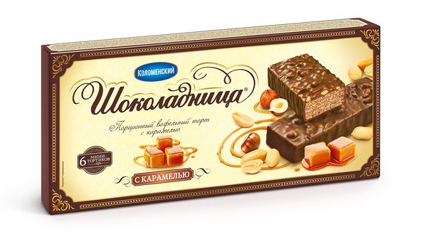 Торт вафельный  Шоколадница порционный с карамелью 180 г