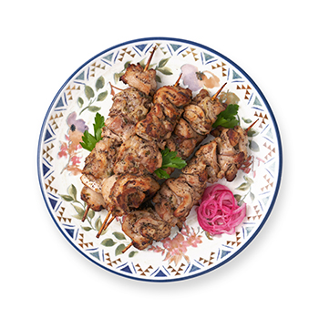 

Шашлык Азбука Вкуса из мяса бедра цыплёнка-бройлера в восточном маринаде, запеченый вес