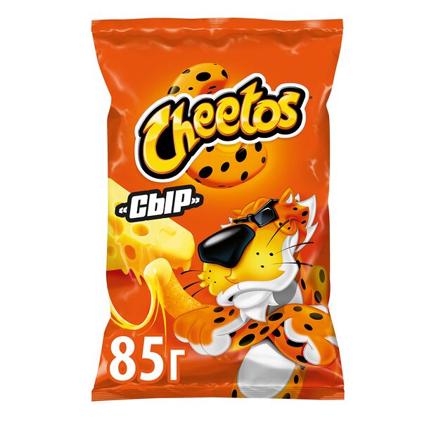 Кукурузные снеки Cheetos Сыр 85 г дизайн упаковки и формы снека в описании