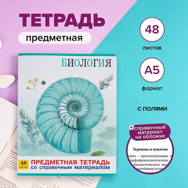 Тетрадь предметная, 48 листов, А5, в ассортименте