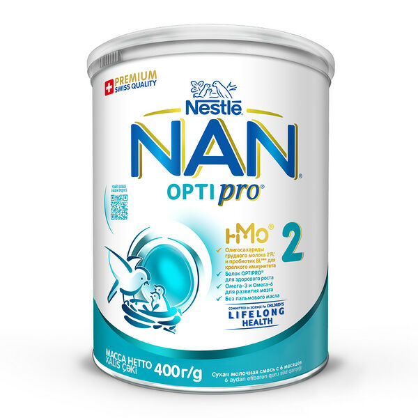 Nestle смесь Nan Optipro 2 молочная для детей с 6 месяцев 400 г