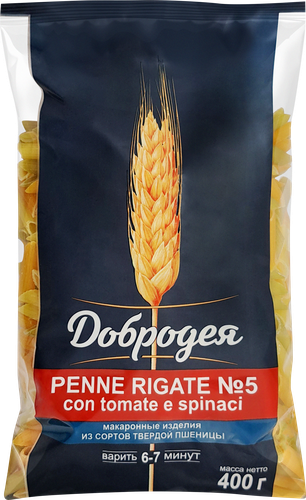 

Макаронные изделия Добродея Riccioli rigatе con tomate e spinaci 400 г